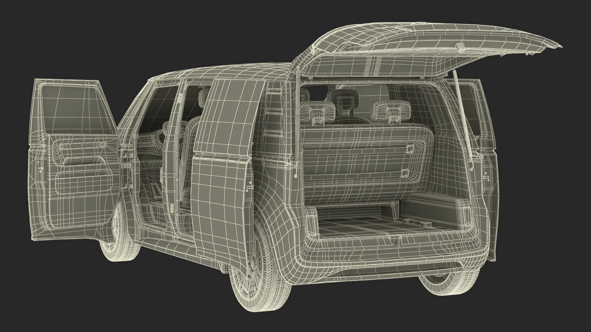 car model 3d back view wire framing blender